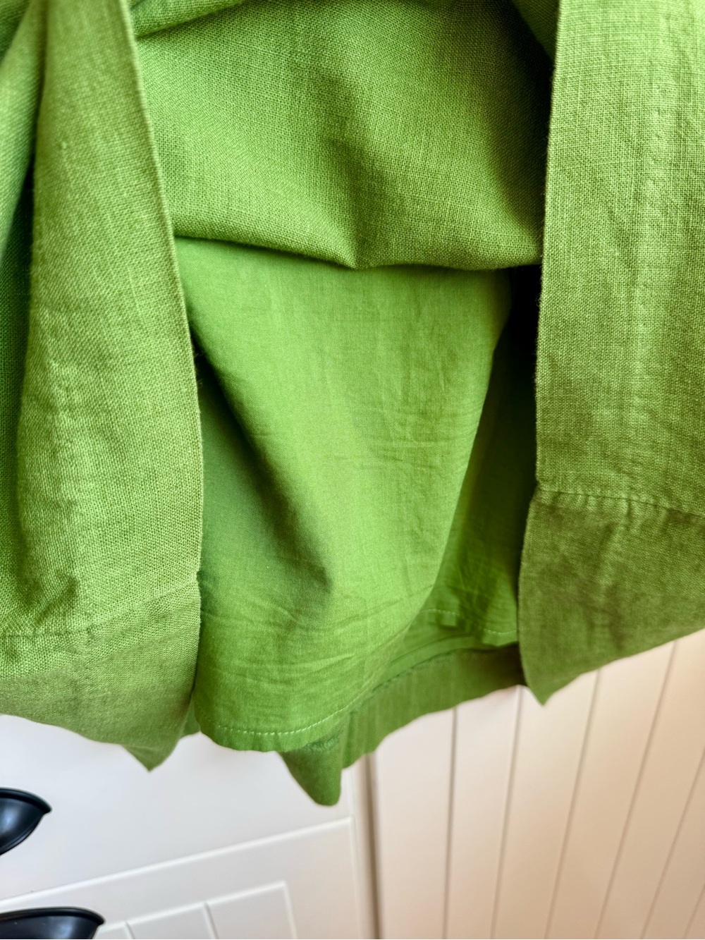 Abercrombie & Fitch Square Neck Shift Mini Dress Linen Look Green Medium Petite - Picture 10 of 10